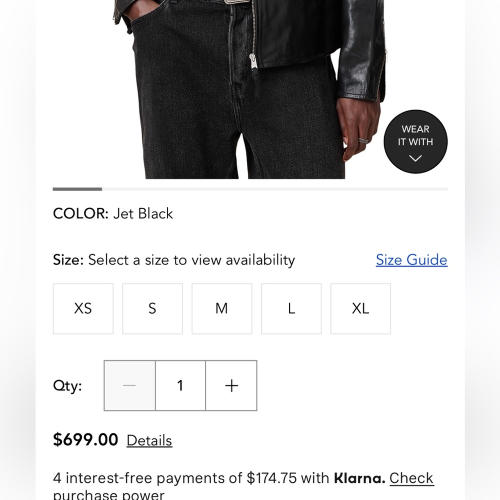 Men’s AllSaints Black Leather Zip Front Bomber Jacket - Picture 2 of 4